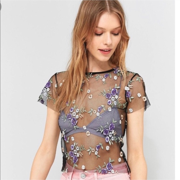 sheer floral crop top